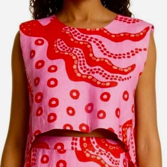 nwt farm rio 'octocool' sleeveless open back crop top - Picture 1 of 8